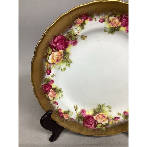 Royal Chelsea ‘Golden Rose’ Plate - Bone China - 8”D - Made In England - Picture 4 of 6